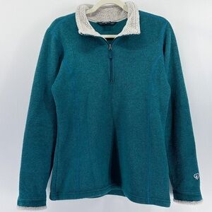 Kuhl Teal Alfpaca Fleece Quarter Zip Pullover Sweater Winter Outdoor Medium